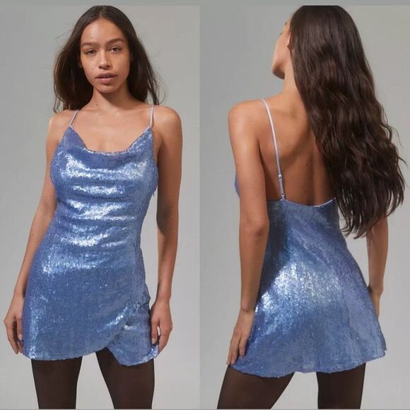 Urban Outfitters Women's Sequin Cowl Neck Mini‎ Dress - Picture 4 of 5